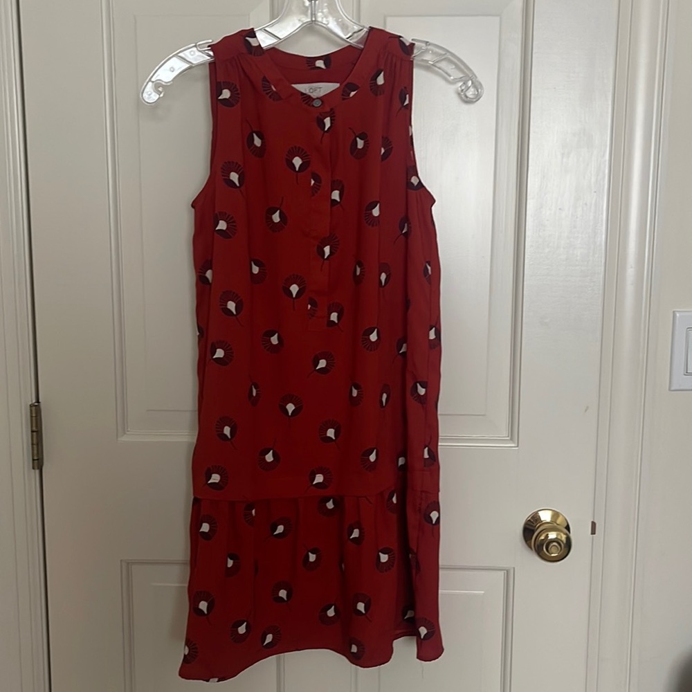 Loft brick red flapper style sleeveless dress